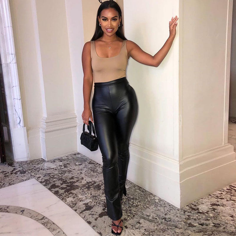 Black girls 2024 in leather pants